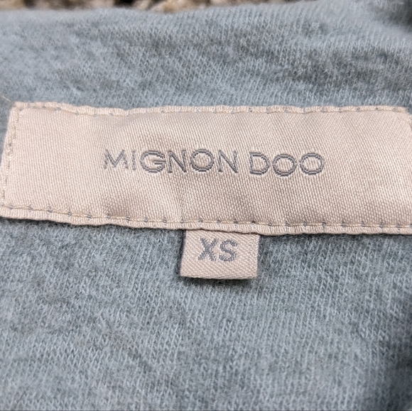 Mignon Doo blue wool blend tie waist long sleeve top XS - Picture 7 of 9